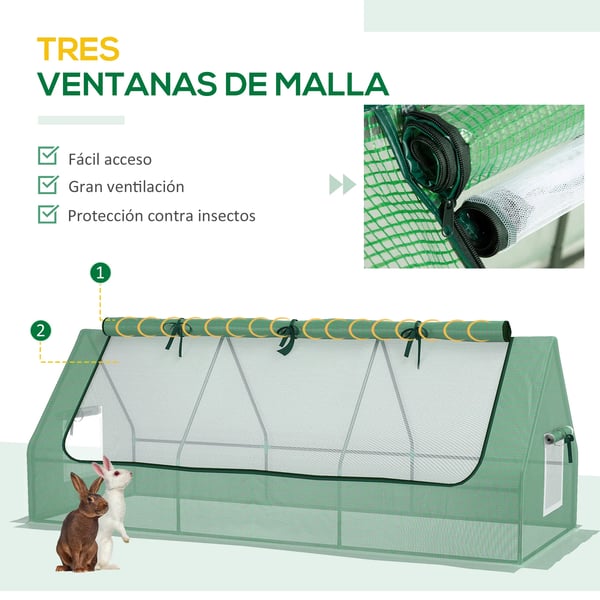 Växthus för veranda/altan - Trädgårdsväxthus - 240×90×90 cm - Vattentätt - Nätfönster för ventilation - Grön