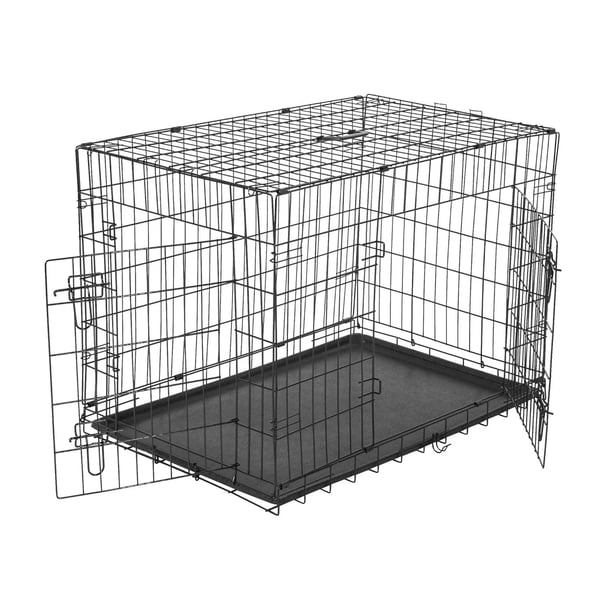 Hundbur - Transportbur - Metall - 106x68x76 cm - För medelstora hundar - Svart