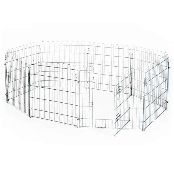 Hundhage - Valphage - 8 Paneler - 63x60 cm - 1 Dörr - Grå
