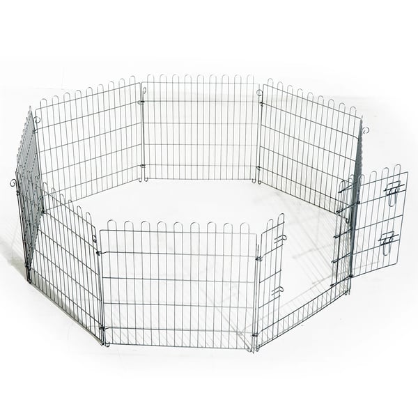 Hundhage - Valphage - 8 Paneler - 63x60 cm - 1 Dörr - Grå