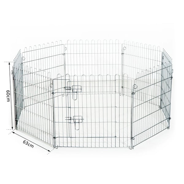 Hundhage - Valphage - 8 Paneler - 63x60 cm - 1 Dörr - Grå