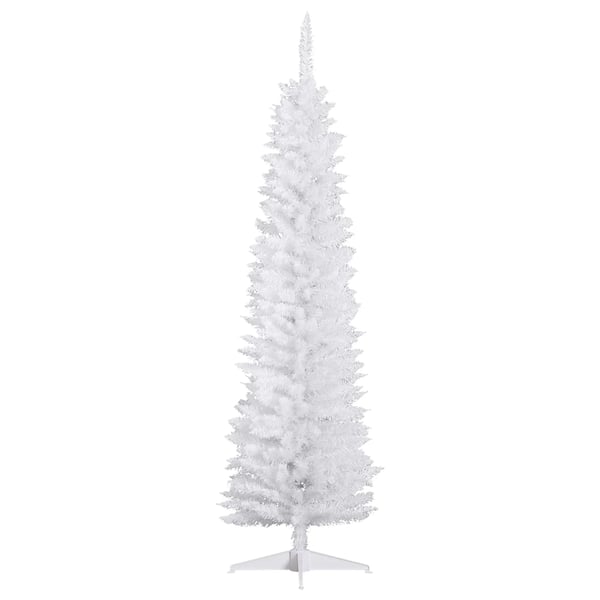 Konstgjord julgran plastgran - 180 cm - Flamskyddad - 390 Grenar - PVC - Vit