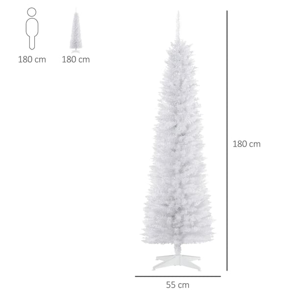Konstgjord julgran plastgran - 180 cm - Flamskyddad - 390 Grenar - PVC - Vit