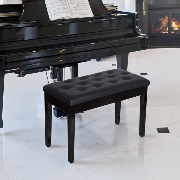 Pianobänk - Pall med förvaring - Konstläder - 76x36x50 cm - Montering krävs