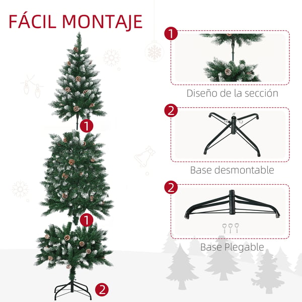 Konstgjord julgran - Flockad snöeffekt - 180 cm - 508 grenar - 49 kottar - Utan belysning - Grön