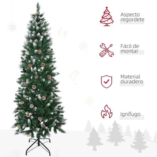 Konstgjord julgran - Flockad snöeffekt - 180 cm - 508 grenar - 49 kottar - Utan belysning - Grön