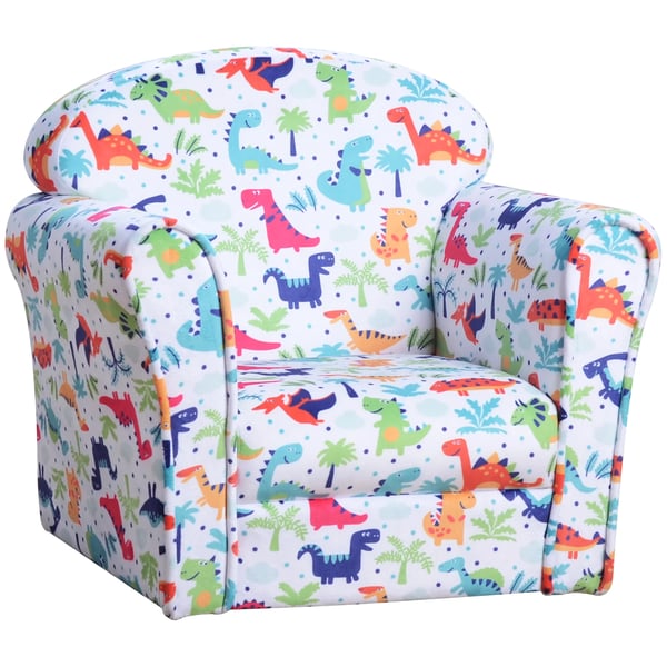 Barnfåtölj - Armstol för barn - Dinosauriemotiv - Från 18 månader - 50×39×44 cm - Montering krävs - Flerfärgad