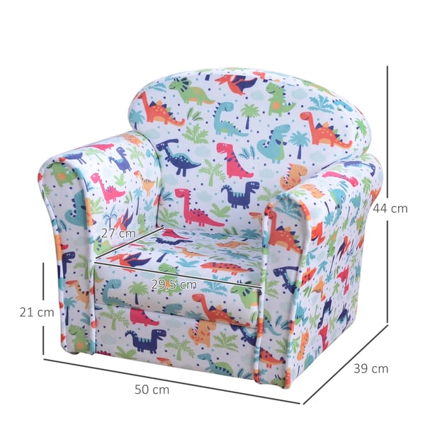 Barnfåtölj - Armstol för barn - Dinosauriemotiv - Från 18 månader - 50×39×44 cm - Montering krävs - Flerfärgad