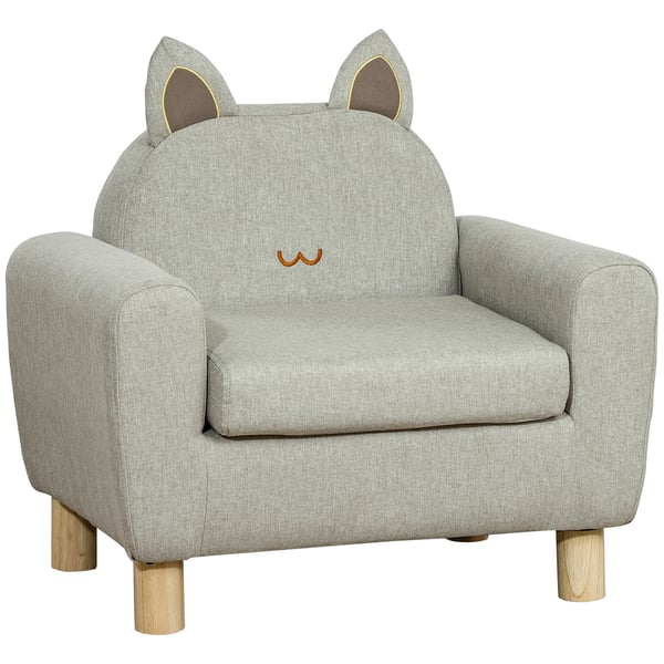 Barnfåtölj - Barnsoffa 1-sits - Fristående - 60x42x50 cm - Grå