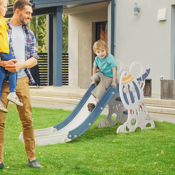 Barnrutschkana - Plast - Ålder 18–36 månader - Stege med 3 steg - Mått 157×46,5×80 cm - Blå