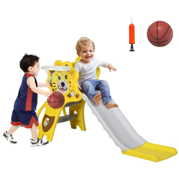 Barnrutschkana - Plastrutschkana - 2 i 1 - 2 stegar - 131×50×74 cm - Gul