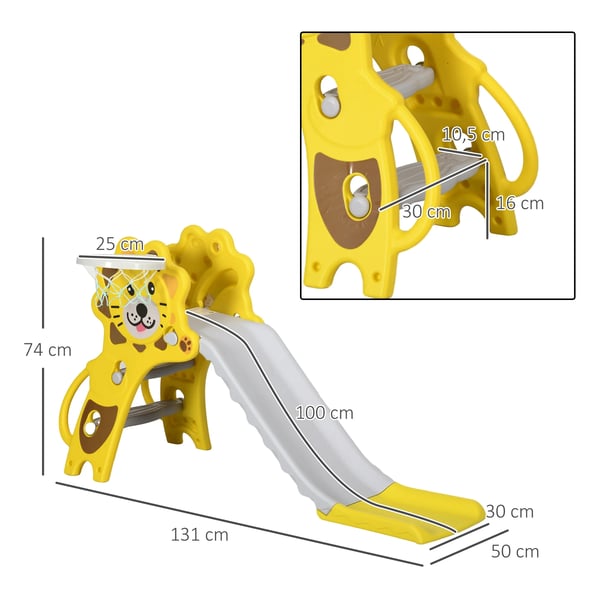 Barnrutschkana - Plastrutschkana - 2 i 1 - 2 stegar - 131×50×74 cm - Gul