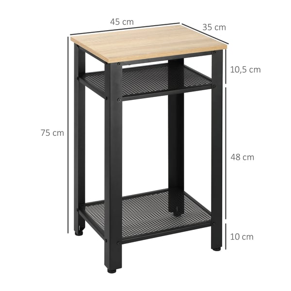 Sidobord - Industriell stil - 2 hyllor - Metall - Justerbara fötter