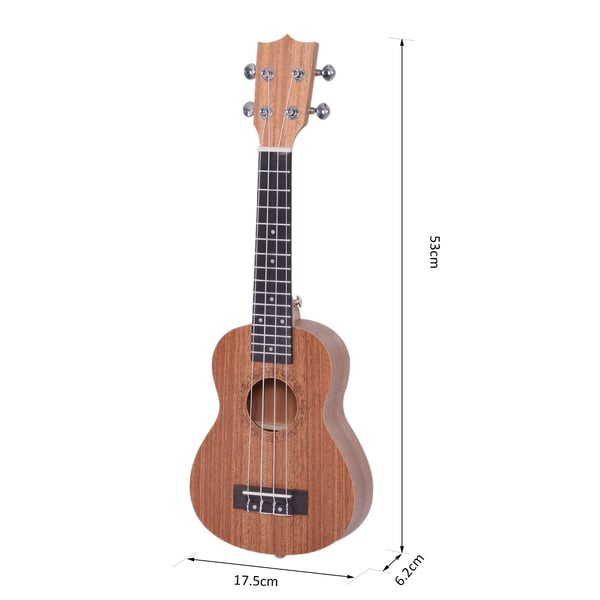 Ukulele - Sopran 53 cm - För Nybörjare - Sapele-kropp & Greppbräda - Lönn baksida/sidor - Nylonsträngar - 12 band