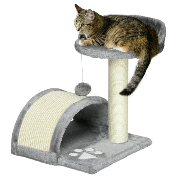 Klösträd för katter - Klösstolpe - 2 nivåer - Trä - 35,5 x 37 x 46 cm - Grå