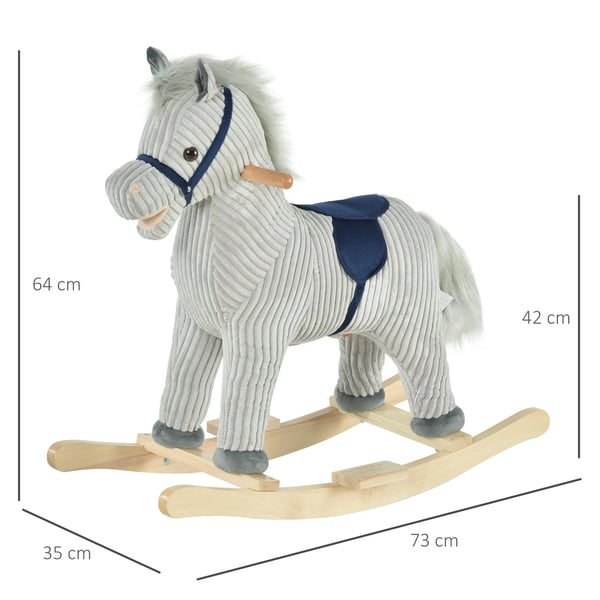 Gunghäst för barn - Ridleksak - Ljudfunktion - 3+ År - 73 x 35 x 64 cm - Grå