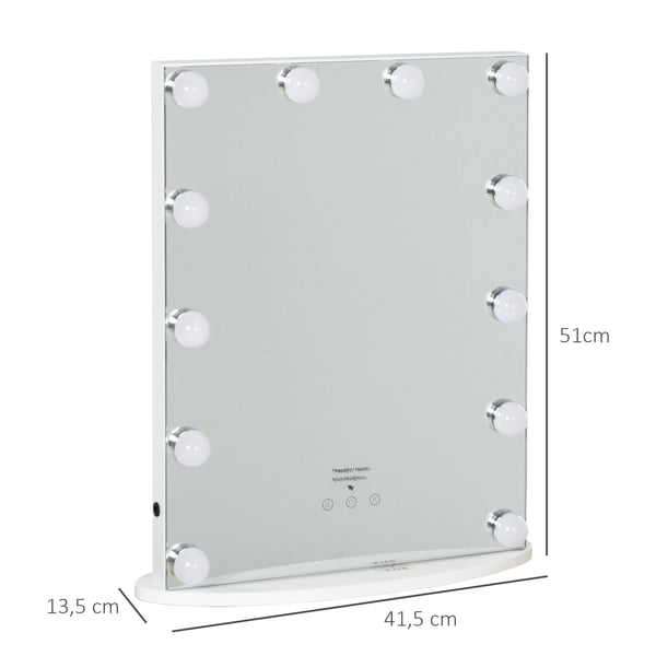 Sminkspegel med LED - Bordspegel - Touchkontroll - Justerbart ljus - 41,5×13,5×51 cm