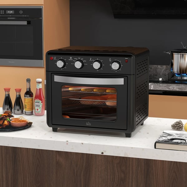 Elektrisk bänkugn - Miniugn - 30 L - 1600 W - 43×39×39 cm - Multifunktion - EU-kontakt - Svart