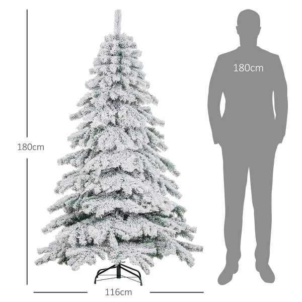 Julgran - Konstgjord - Höjd 180 cm - 627 grenar - Metallfot - Utan belysning - Grön/vit