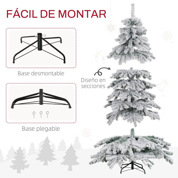 Julgran - Konstgjord - Höjd 180 cm - 627 grenar - Metallfot - Utan belysning - Grön/vit