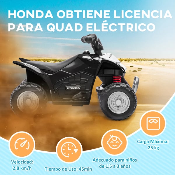 Elektrisk barnfyrhjuling - Ride-on quad - 6 V batteri - LED-strålkastare - 18–36 månader - Svart