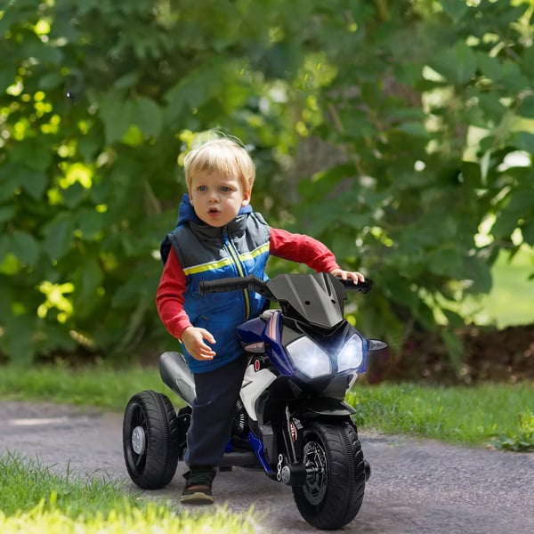 Elektrisk barnmotorcykel - Åkfordon - Från 3 år - Musik, tuta, strålkastare - Mått 86×42×52 cm - Blå
