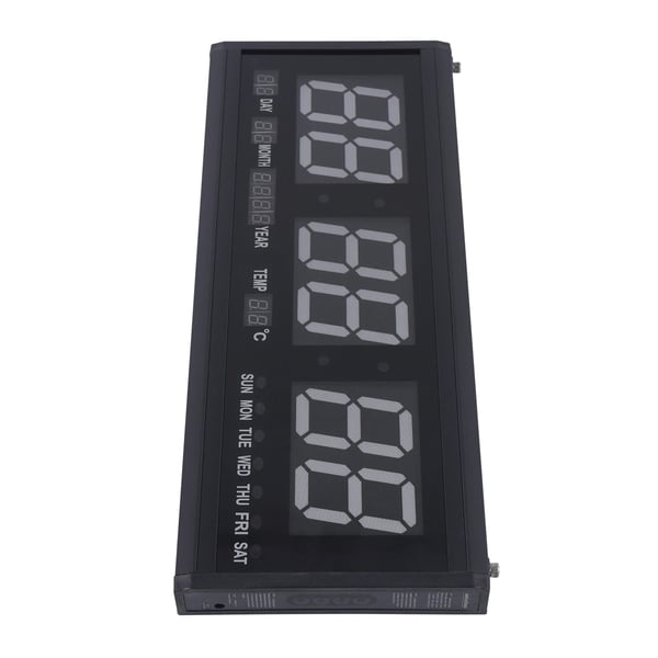 Stor LED digital vägg-/bordsklocka, 220V, 48×19 cm, gröna siffror, tid/temp/datum/vecka, auto-dimmer, tyst
