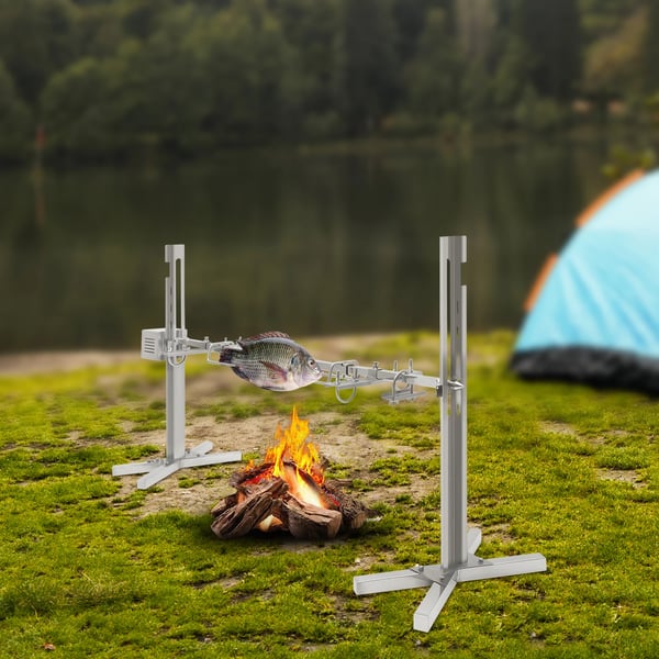 53" sähköinen BBQ-rotisserie-sarja, universaali paistoteline, 88 lb (40 kg), automaattinen 25 W pyörivä moottori, korkeussäädettävä, sininen