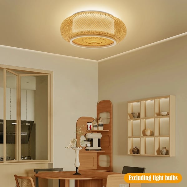 Rattan pendel, LED loftventilatorlampe, hvid, moderne minimalistisk, akryldesign, 40/50 cm, til soveværelse & restaurant