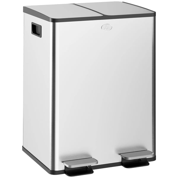 Kökssoptunna - Sopsorteringshink - Dubbla fack 2x20 L - Silver