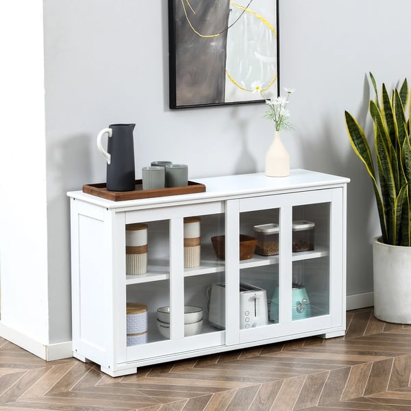 Sideboard - Köksskåp - Stapelbart - 2 Skjutdörrar - 107 x 33 x 62,5 cm - Självmontering - Vit