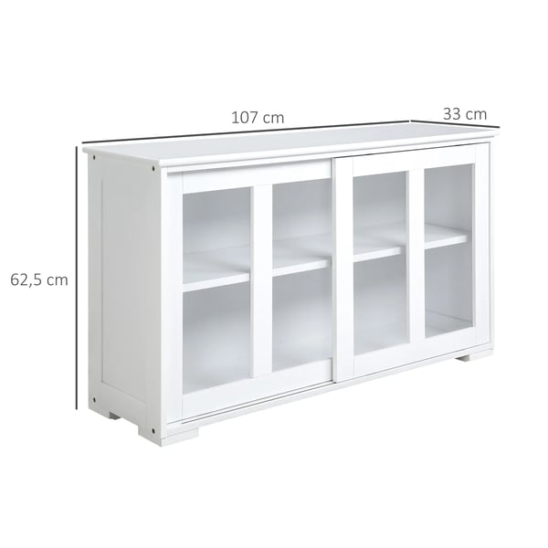 Sideboard - Köksskåp - Stapelbart - 2 Skjutdörrar - 107 x 33 x 62,5 cm - Självmontering - Vit