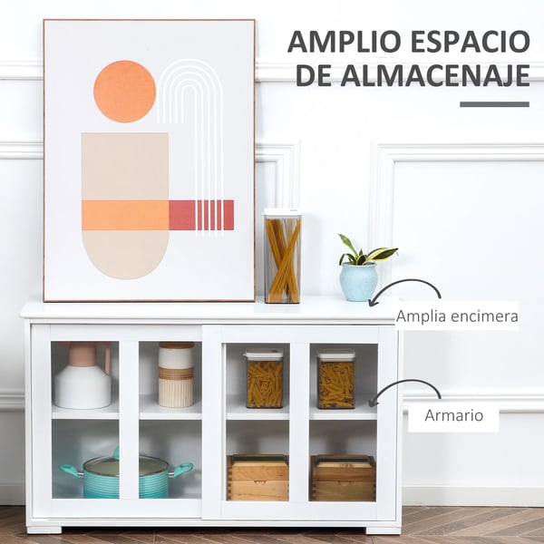 Sideboard - Köksskåp - Stapelbart - 2 Skjutdörrar - 107 x 33 x 62,5 cm - Självmontering - Vit
