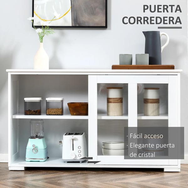 Sideboard - Köksskåp - Stapelbart - 2 Skjutdörrar - 107 x 33 x 62,5 cm - Självmontering - Vit