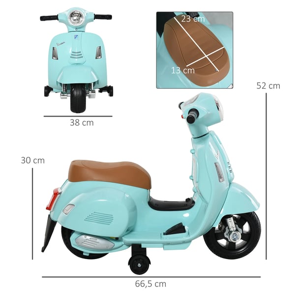 Elektrisk barnmotorcykel - Ride-on - För 18–36 månader - Strålkastare & tuta - 66,5 x 38 x 52 cm - Himmelsblå