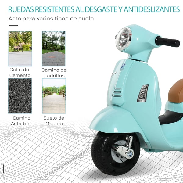 Elektrisk barnmotorcykel - Ride-on - För 18–36 månader - Strålkastare & tuta - 66,5 x 38 x 52 cm - Himmelsblå