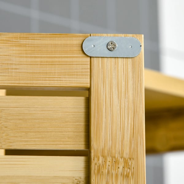 Badrumsmöbel - Skåp över toalett - 2 dörrar - 1 innerhylla - 60 x 23 x 173 cm - MDF & bambu - Montering krävs - Naturträ