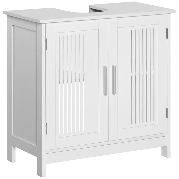 Badrumsskåp - Tvättställsskåp - 2 Dörrar - Justerbar Hylla - 60x30x60 cm - PVC - Montering Krävs - Vit