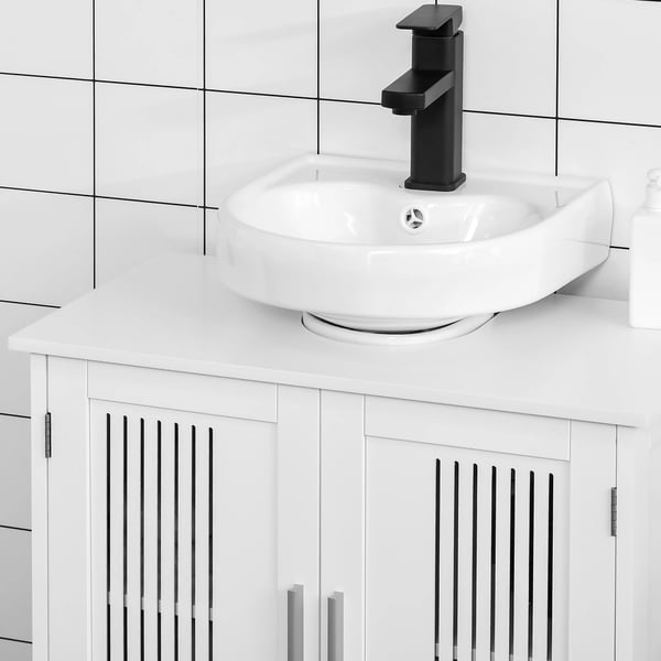 Badrumsskåp - Tvättställsskåp - 2 Dörrar - Justerbar Hylla - 60x30x60 cm - PVC - Montering Krävs - Vit