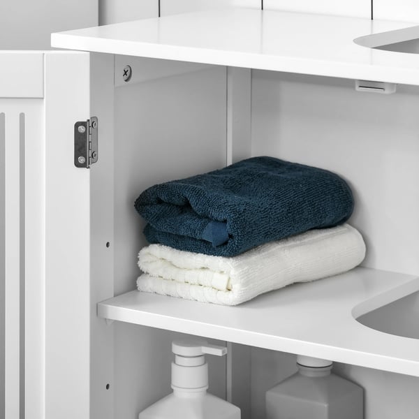 Badrumsskåp - Tvättställsskåp - 2 Dörrar - Justerbar Hylla - 60x30x60 cm - PVC - Montering Krävs - Vit
