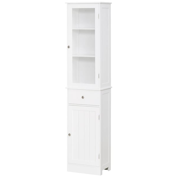 Badrumsskåp - Högskåp - 2 Dörrar - 5 Hyllor - 1 Låda - 40 x 27 x 171,5 cm - Självmontering