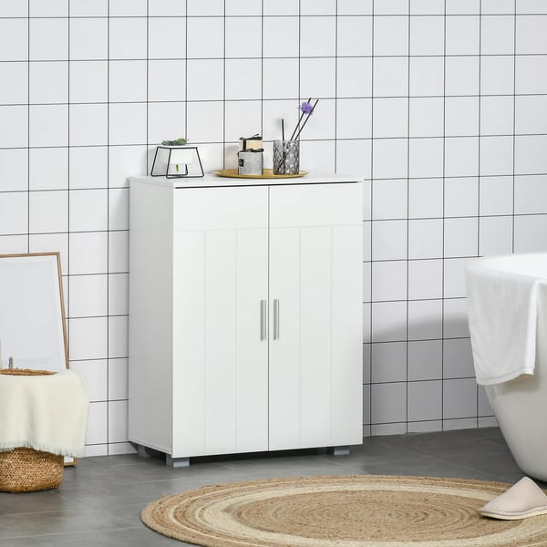 Badrumsskåp - 2 Dörrar - 2 Justerbara Hyllor - MDF - 60 x 30 x 80 cm - Vit