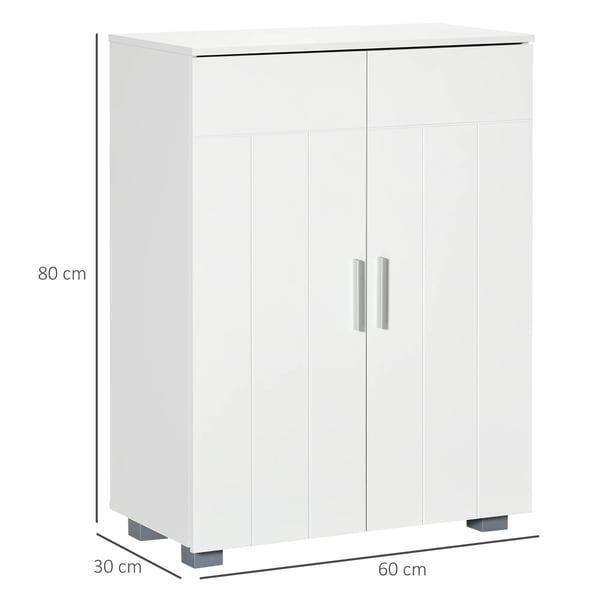 Badrumsskåp - 2 Dörrar - 2 Justerbara Hyllor - MDF - 60 x 30 x 80 cm - Vit