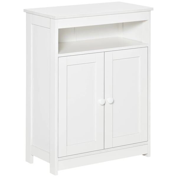 Förvaringsskåp - Golvskåp - 2 dörrar - Justerbar hylla - Fristående - 60×30×80 cm - För Vardagsrum - Vit