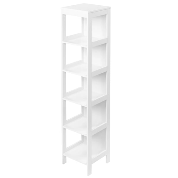 Badrumshylla - Golvstående Hylla - 5 Nivåer - Max 30 kg - 30x30x140 cm - MDF - Vit