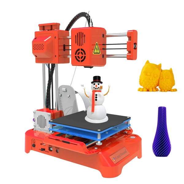 Mini 3D‑printer til børn, desktop, 100×100×100 mm, uden opvarmet byggeplade, One‑Touch, TF‑kort, PLA, orange