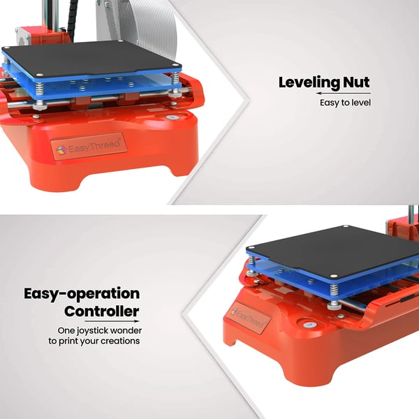 Mini 3D‑printer til børn, desktop, 100×100×100 mm, uden opvarmet byggeplade, One‑Touch, TF‑kort, PLA, orange