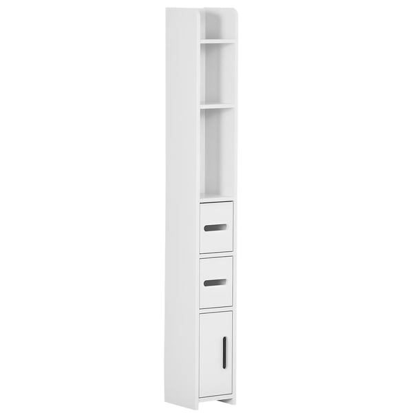 Badrumsskåp - Högskåp - 3 Dörrar - 3 Hyllor - 15 x 17 x 120 cm - MDF & Melamin - Montering Krävs - Vit