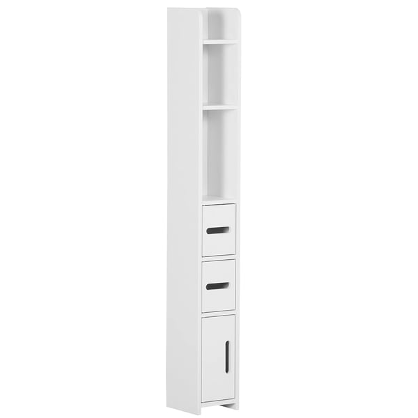 Badrumsskåp - Högskåp - 3 Dörrar - 3 Hyllor - 15 x 17 x 120 cm - MDF & Melamin - Montering Krävs - Vit