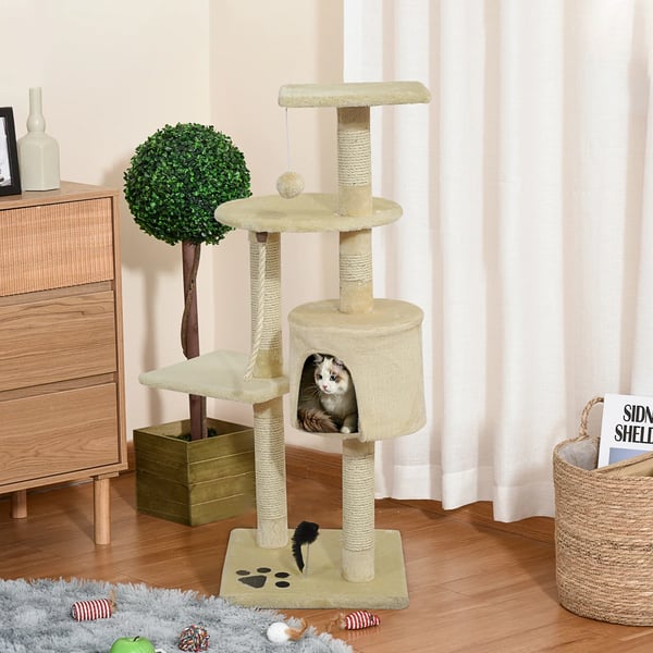 Katträd - Klöspelare - 4 Nivåer - 116 cm Höjd - Nylon - För Katter